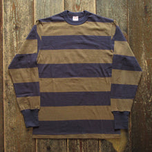 画像をギャラリービューアに読み込む, 【FREEWHEELERS/フリーホイーラーズ】“HORIZONTAL STRIPED” SET-IN LONG SLEEVE T-SHIRT OLD NAVY × GRAY KHAKI