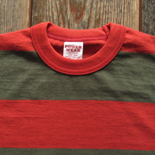 画像をギャラリービューアに読み込む, 【FREEWHEELERS/フリーホイーラーズ】“HORIZONTAL STRIPED” SET-IN LONG SLEEVE T-SHIRT CHILI RED × DARK OLIVE