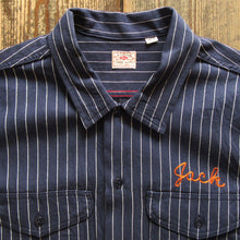 画像をギャラリービューアに読み込む, 【SUGAR CANE/シュガーケーン】COKE STRIPE WORK SHIRT with CHAIN EMBROIDERED