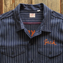 画像をギャラリービューアに読み込む, 【SUGAR CANE/シュガーケーン】COKE STRIPE WORK SHIRT with CHAIN EMBROIDERED