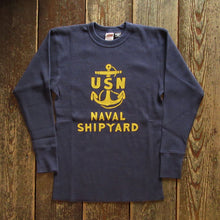 画像をギャラリービューアに読み込む, 【FREEWHEELERS/フリーホイーラーズ】“U.S.N. NAVAL SHIP YARD” CREW NECKED THERMAL LONG SLEEVE SHIRT