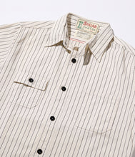 画像をギャラリービューアに読み込む, 【SUGAR CANE/シュガーケーン】FICTION ROMANCE 8.5oz. WHITE WABASH STRIPE WORK SHIRT