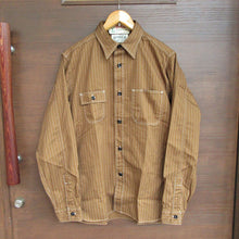 画像をギャラリービューアに読み込む, 【SUGAR CANE/シュガーケーン】FICTION ROMANCE 8.5oz. BROWN WABASH STRIPE WORK SHIRT