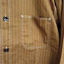 画像をギャラリービューアに読み込む, 【SUGAR CANE/シュガーケーン】FICTION ROMANCE 8.5oz. BROWN WABASH STRIPE WORK SHIRT