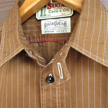 画像をギャラリービューアに読み込む, 【SUGAR CANE/シュガーケーン】FICTION ROMANCE 8.5oz. BROWN WABASH STRIPE WORK SHIRT