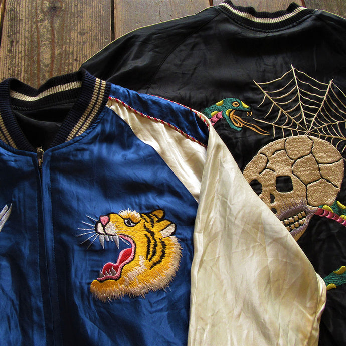 Mid 1950s Style Souvenir Jacket “ROARING TIGER” × “SPIDERWEB, SNAKE AND SKULL”