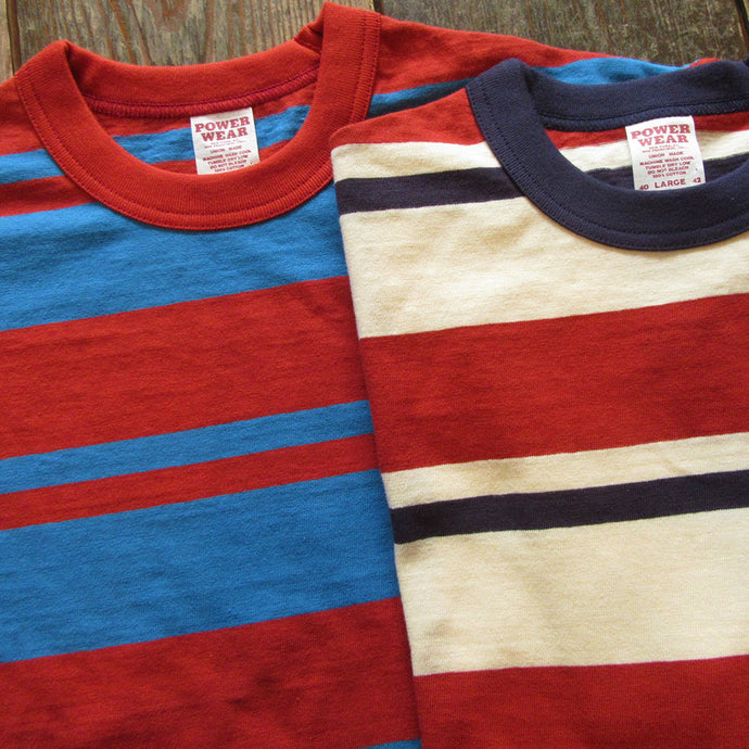 FREEWHEELERS “RANDOM STRIPED” SET-IN SHORT SLEEVE T-SHIRT