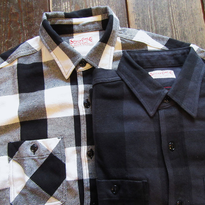 SUGAR CANE TWILL CHECK WORK SHIRT