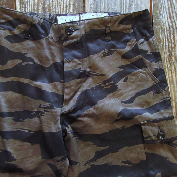 WILLIAM GIBSON COLLECTION BLACK TIGER PATTERN TROUSERS OVER DYE