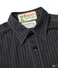 画像をギャラリービューアに読み込む, 【SUGAR CANE/シュガーケーン】FICTION ROMANCE 8.5oz. BLACK WABASH STRIPE WORK SHIRT

