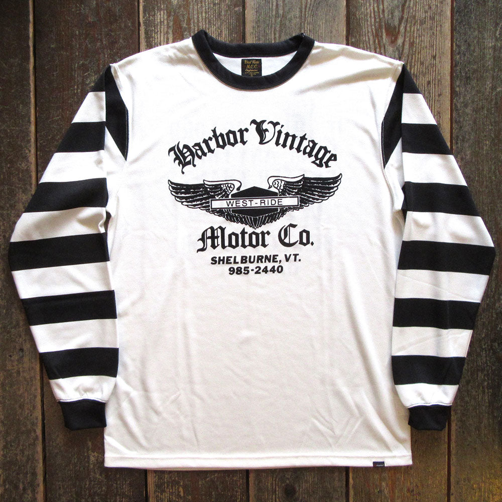 【WESTRIDE/ウエストライド】POWER DRY BORDER SLEEVE LONG TEE WHT/BLK