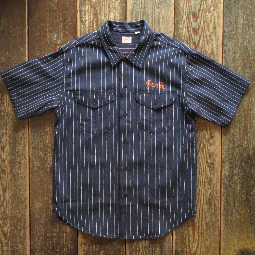 【SUGAR CANE/シュガーケーン】COKE STRIPE WORK SHIRT with CHAIN EMBROIDERED